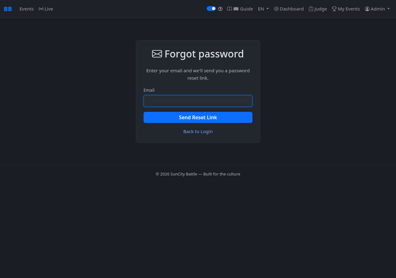 Forgot password form with email field for password reset
